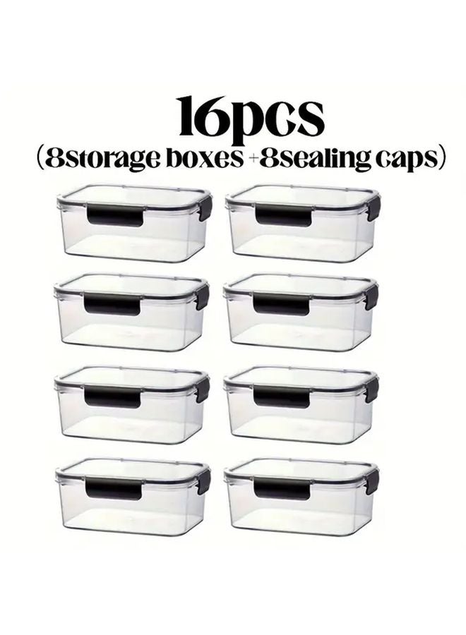 Black 16 Pieces Food Storage Containers Set 8 Boxes 8 Seals Dishwasher Safe - Image 2